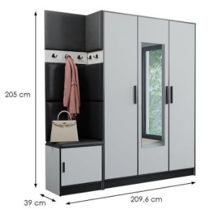 Obrazek Garderoba Roj 14 biała + Madryt 1100 ekoskóra czarna