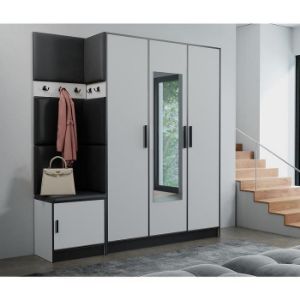 Obrazek Garderoba Roj 14 biała + Madryt 1100 ekoskóra czarna