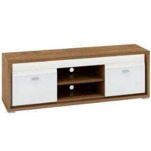 Obrazek Szafka RTV 165 Dallas 11 Orzech/Biały Połysk/Biały