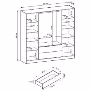 Obrazek Szafa Nelly 4d Lustro Grafit/Lamela Artisan