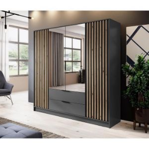 Obrazek Szafa Nelly 4d Lustro Grafit/Lamela Artisan