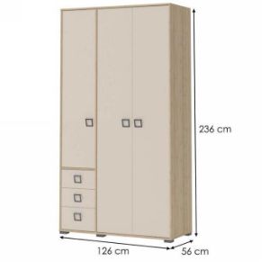 Obrazek Szafa 3D3S Kiki P33-BK/KI-01 beech/sand