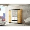 Obrazek Szafa Bergamo T1 200 Dąb Craft Złoty/Czarny/Lustro