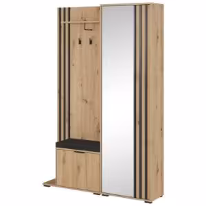 Obrazek Garderoba Nelly dąb artisan/lamele czarne