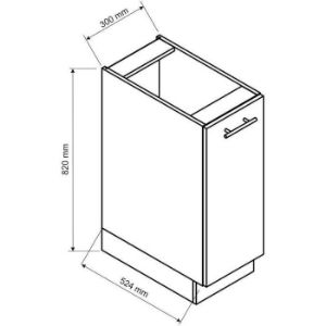 Obrazek Szafka kuchenna Oscar D30 Cargo + kosz biały połysk/biały 