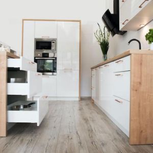 Obrazek Szafka kuchenna Oscar D30 Cargo + kosz biały połysk/biały 