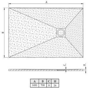 Obrazek Brodzik prostokątny Opal 140/70/2,6 czarny
