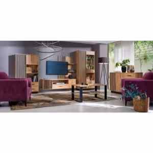 Obrazek Witryna szeroka Sole LA3 dąb wotan/czarny mat