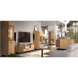 Obrazek Witryna szeroka Sole LA3 dąb wotan/czarny mat