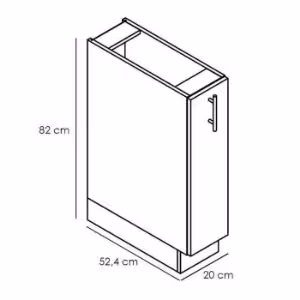 Obrazek Szafka kuchenna Denis d20 cargo + kosz czarny mat/biały 