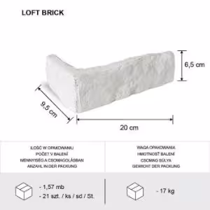 Obrazek Kamień Betonowy Loft Brick Biały Narożnik