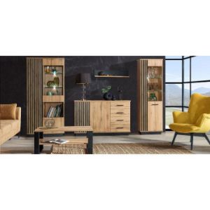 Obrazek Regał wiszący Sole LA11 dąb wotan/czarny mat