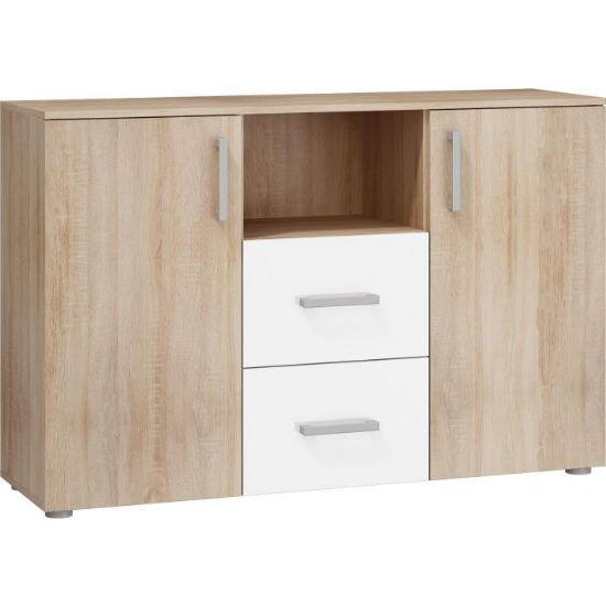 Obrazek Komoda Stella (sonoma jasna/biały połysk)