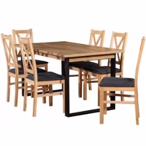 Obrazek Zestaw stół i krzesła Pandora 1+6 czarny/buk lakier