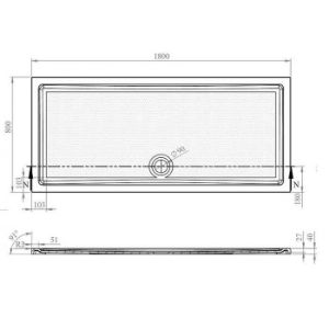 Obrazek Brodzik prostokątny Tek 180x80x4