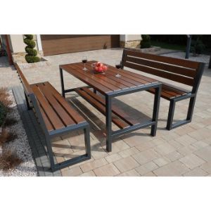 Obrazek  Ławka nowoczesna z oparciem orzech 