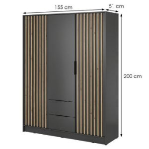 Obrazek Szafa Nelly 3d Grafit/Lamela Artisan