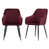 Obrazek Zestaw 2 Krzeseł Nugat Bordo Aksamit/Nogi Czarn