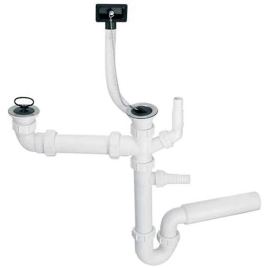 Obrazek Syfon zlewozmywakowy podwójny rurowy