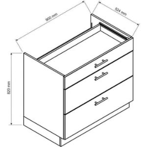 Obrazek Szafka Kuchenna Irma D90pc S/3 Biały Groszek Mat
