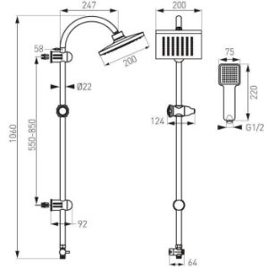 Obrazek Zestaw prysznicowy Squerto black