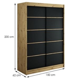 Obrazek Szafa Halifax V1 150 Dąb Artisan/Czarny