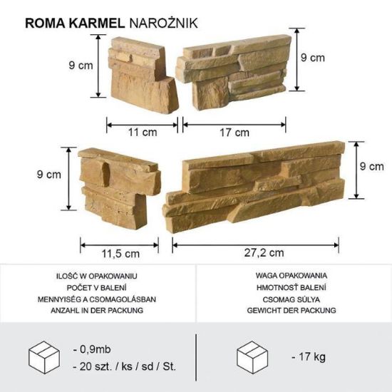 Obrazek Kamień Betonowy Roma Caramel Narożnik