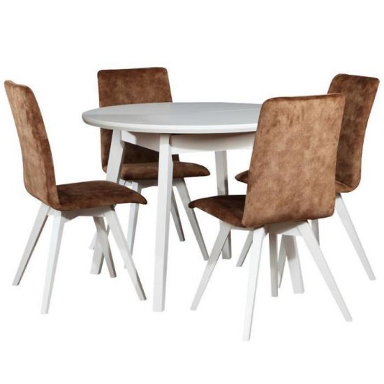 Obrazek Zestaw stół i krzesła Afrodyta 1+4 st39 okrągły 100+30 +W116 biały