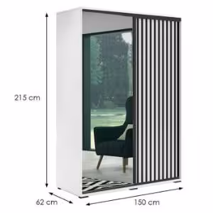 Obrazek  Szafa Atena biały/lamela czarna 150x215x62 