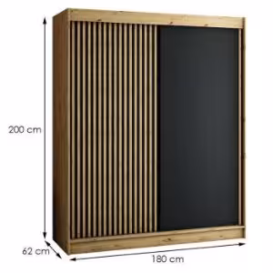 Obrazek Szafa Lamelo 180 Dąb Artisan/Czarny