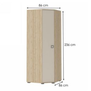 Obrazek Szafa narożna 3D3S Kiki PUG-BK/KI-01 beech/sand
