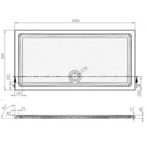 Obrazek Brodzik prostokątny Tek 160x80x4