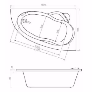 Obrazek Wanna Fiji 150x95 prawa