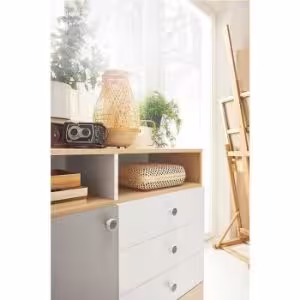 Obrazek Regał Pixel PX6 dąb biszpotowy/biały lux/szary