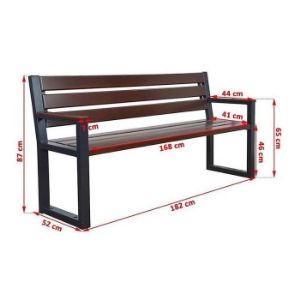 Obrazek  Ławka nowoczesna z oparciem i podłokietnikami drewno naturalne 