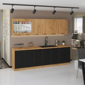 Obrazek Szafka kuchenna Modena 60dg bb czarny/dąb artisan