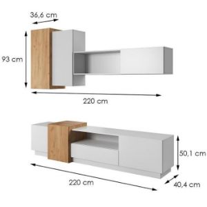 Obrazek Meblościanka 3d Biały/Dąb Craft Złoty