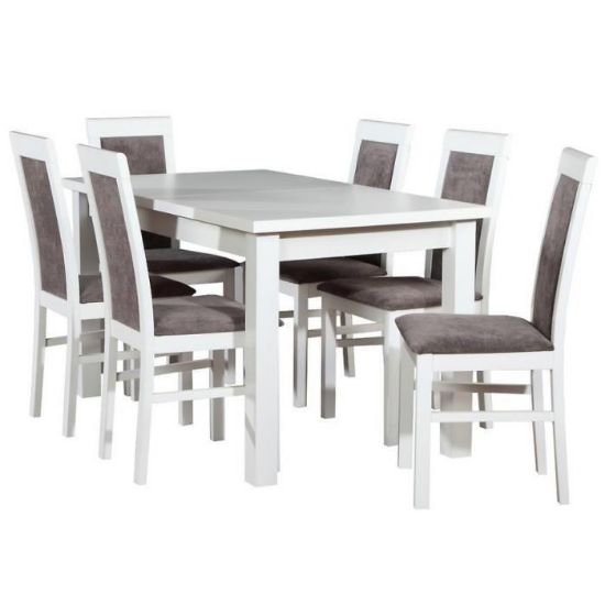 Obrazek Zestaw stół i krzesła Fauna 1+6 st28 140x80+40 +W118 biały