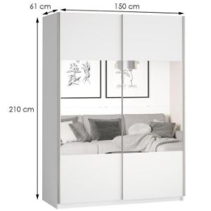 Obrazek Szafa 2d przesuwne z lustrem 150 Beta 55 biały