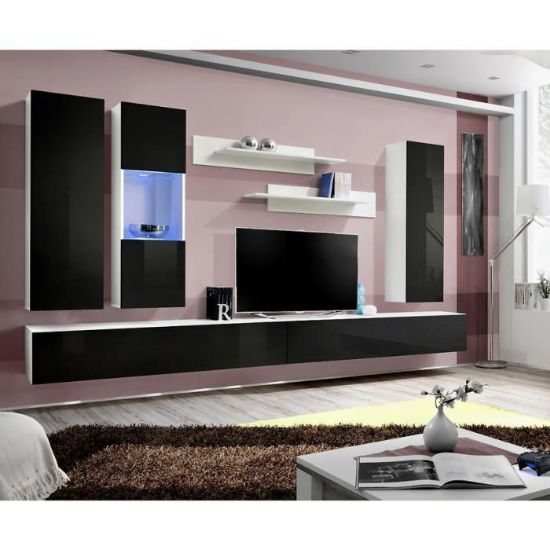 Obrazek Meblościanka Fly E+szkło czarny/biały Ws Fy E5