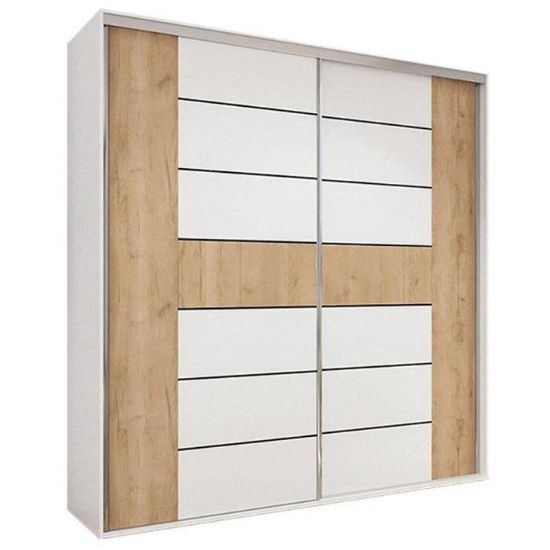 Obrazek Szafa Nela A18 Biały/Craft Złoty/Lacobel Bi