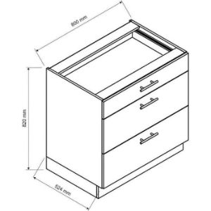 Obrazek Szafka Kuchenna Zoya D80s/3 jasny szary mat/biały