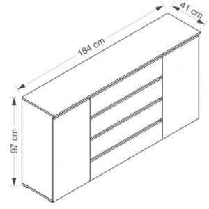 Obrazek Komoda Cosmo C06 4 szuflady 2 drzwi biały