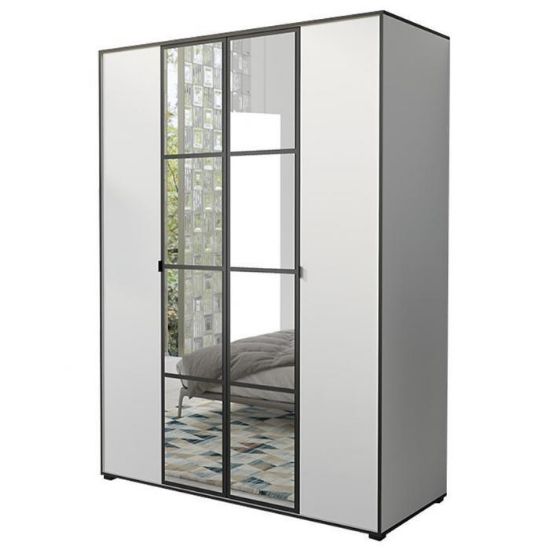 Obrazek Szafa Oslo I 150 Biały/Czarny/Lustro