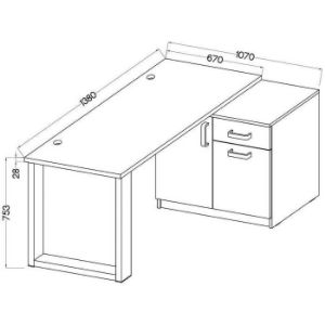 Obrazek Biurko Z Komodą Niską Malta Dab Artisan (Blat 28mm) Typ 130