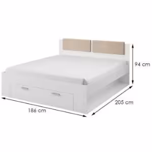 Obrazek Łóżko Galaxy 52 180/200 z szufl.Zagłowie Tapicerowane białe (abisko) 