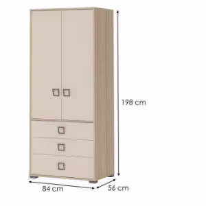 Obrazek Szafa 2D3S Kiki G23-BK/KI-01 beech/sand