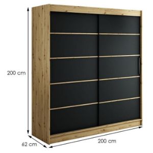 Obrazek Szafa Halifax V1 200 Dąb Artisan/Czarny