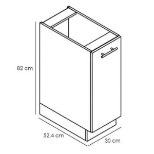 Obrazek Szafka kuchenna Denis d30 cargo + kosz dąb london/biały