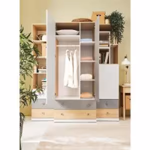 Obrazek Szafa Pixel 2D PX3 Dąb biszkoptowy/biały lux/szary